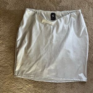 Naked Wardrobe Shimmering White Mini Skirt